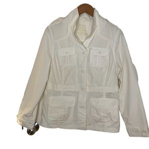 LL BEAN Off-White Safari Vented Jacket Size Small